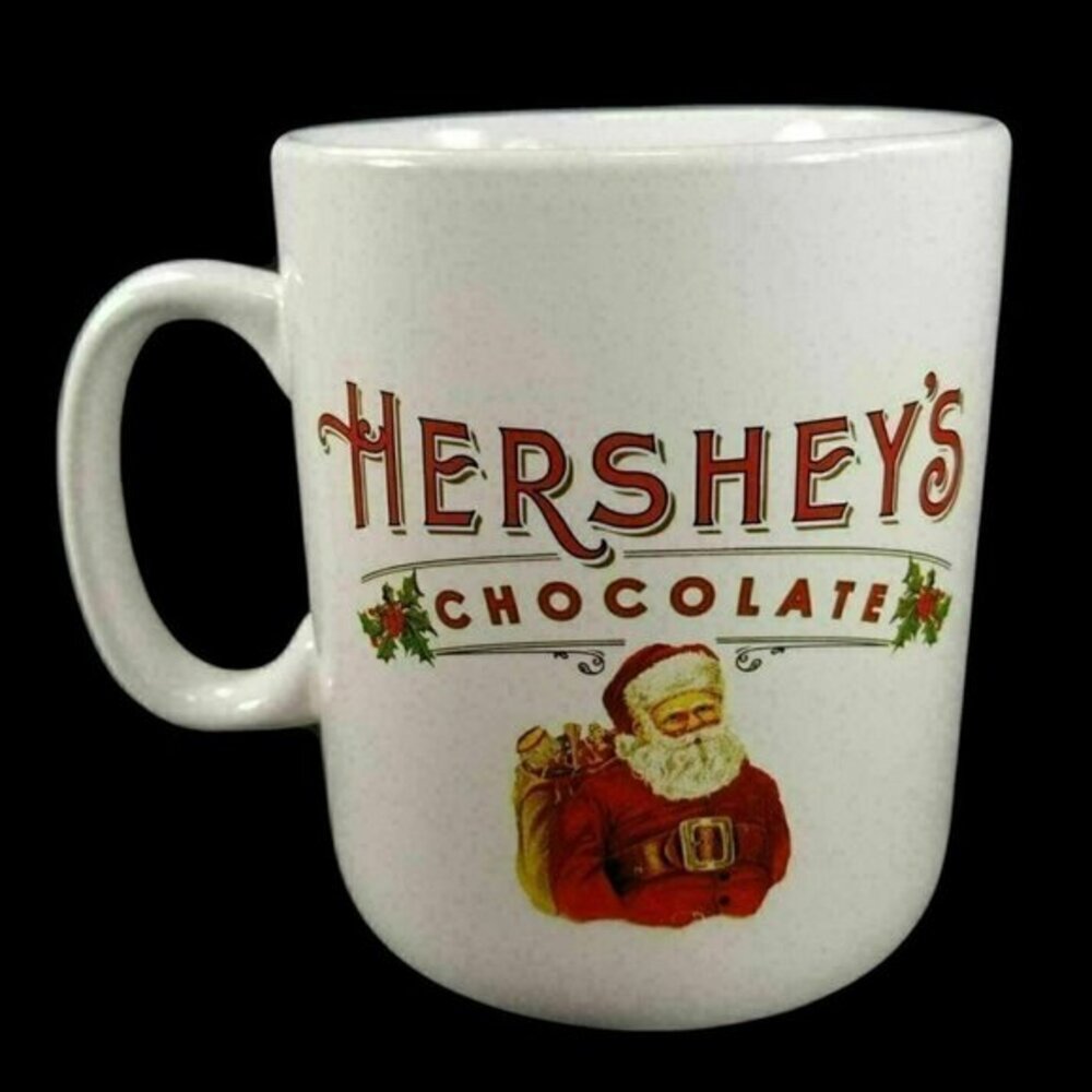 Hersheys Hot‎ Chocolate Ceramic Large Mug Coffee Tea Christmas Santa Holly 28 oz